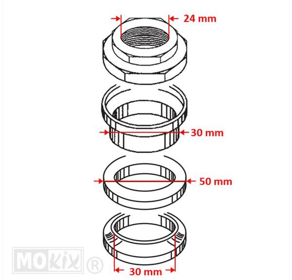 Balhoofdset China Grand Retro/China Scooters Ø24MM - Supertec