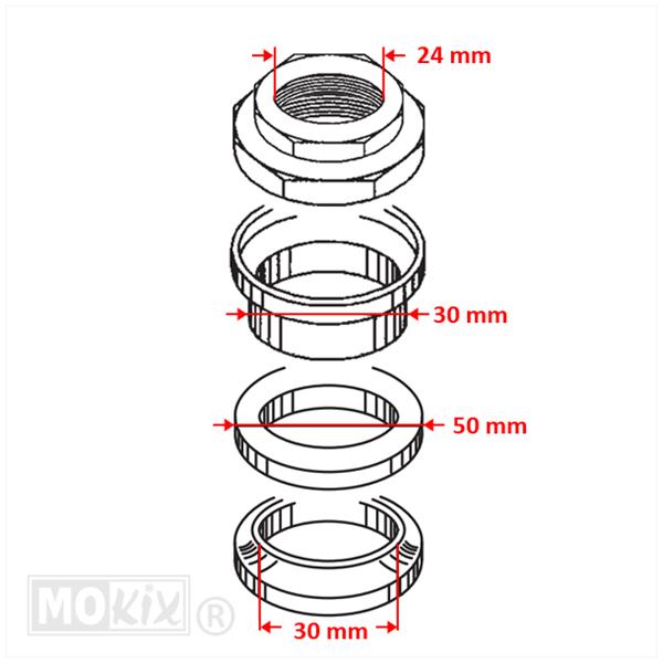 Balhoofdset China Grand Retro/China Scooters Ø24MM - Supertec