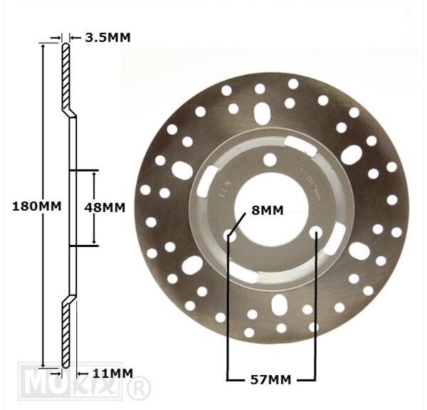 Remschijf China JET TEN 180x48.5x4 Inox
