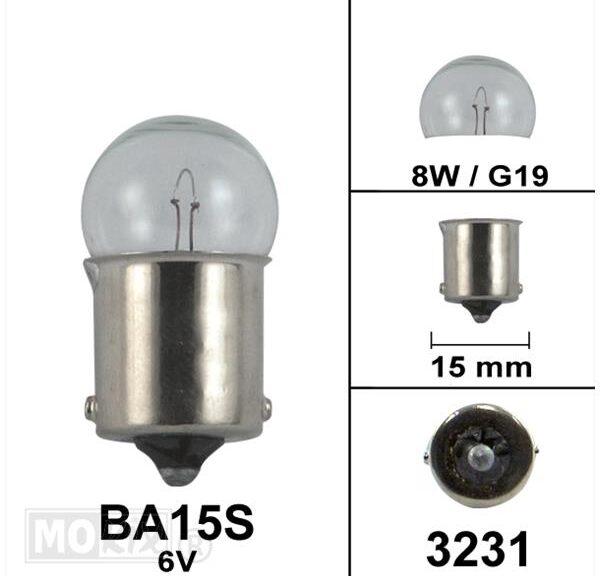 Lamp BA15S  6V  8W G19 (1)