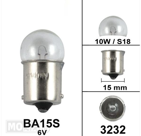 Lamp BA15S  6V 10W S18 (1) - Bollard