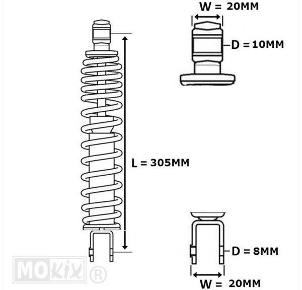 Schokbreker China Classic LX  Zwart 305mm (1) - MKX