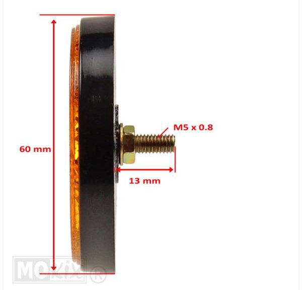 Zijreflector Rond 60mm Oranje Bout M5 CE