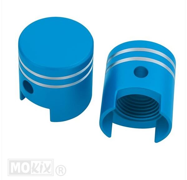 Ventieldop SET Aluminium Zuigermodel Blauw