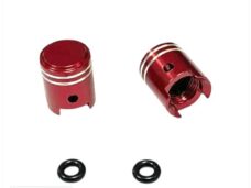 Ventieldop SET Aluminium Zuigermodel Rood