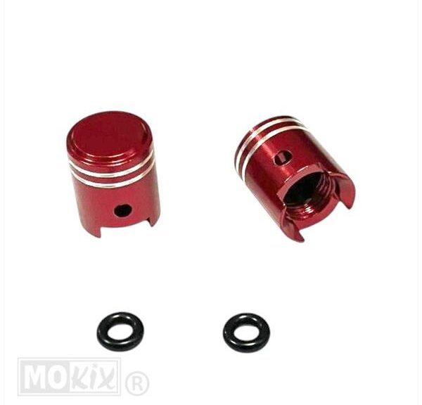 Ventieldop SET Aluminium Zuigermodel Rood