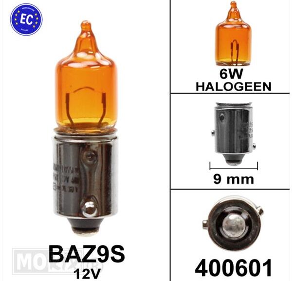 Lamp BAZ9S HY6W 12V 6W Halogeen Oranje Flosser (1)