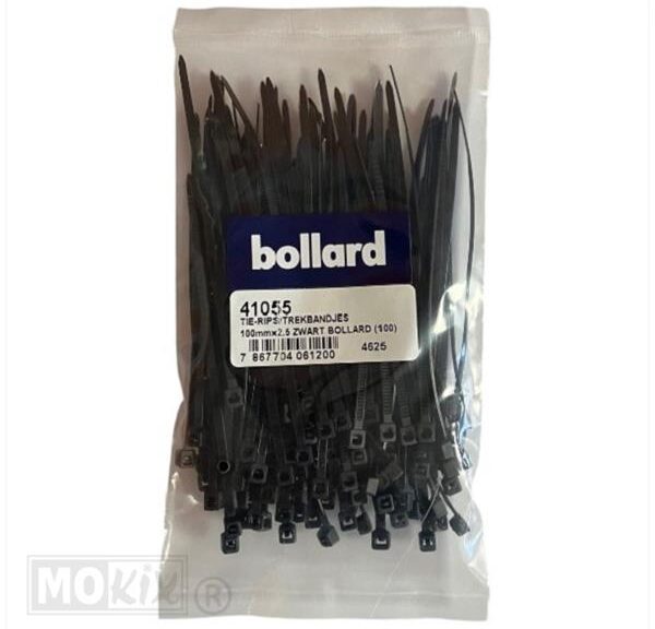 TIE-Rips/Trekbandjes 100mmx2.5 Zwart Bollard (100)