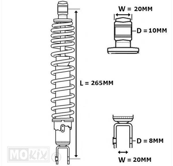 Schokbreker Peugeot Squab Chroom/WIT 265mm (1) - MKX