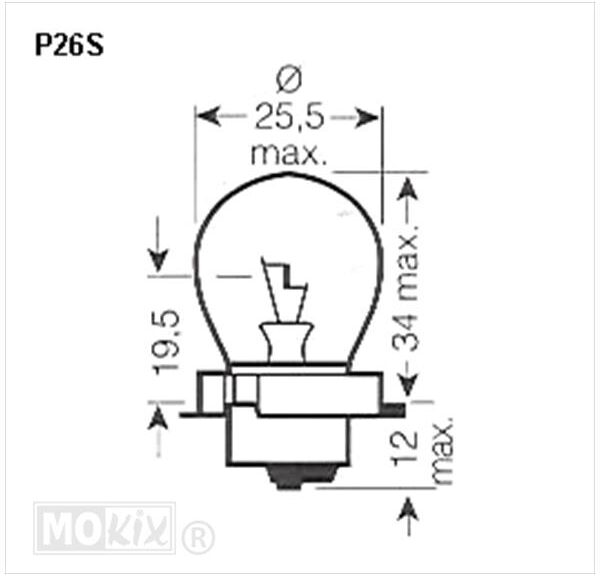 Lamp P26S 12V 20W Super White (Blauw Glas) (1)