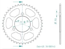 Achtertandwiel Honda MT/MB (420) 70mm 3g 43t - Esjot