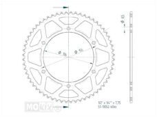 Achtertandwiel Fantic 50 ALU Zwart 60t - Esjot