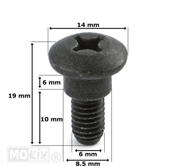 Borstschroef M6x17 (9x6) Zwart (1) - Bollard
