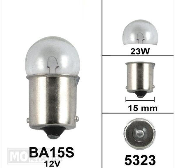 Lamp BA15S 12V 23W    Kleine BOL (1)