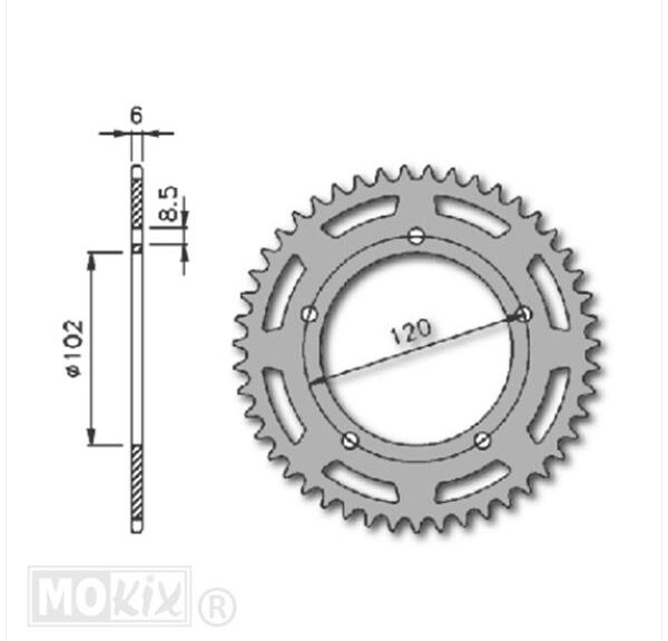 Achtertandwiel Aprilia RS'99-'02 102mm 5g 47t IGM