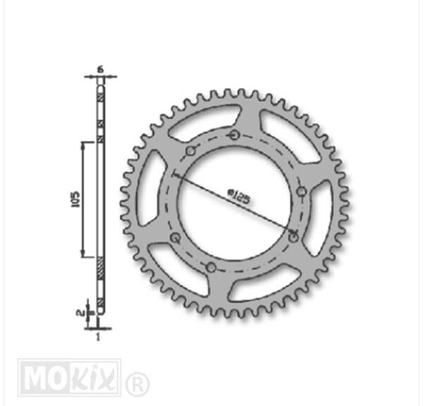 Achtertandwiel RIE MRX/SMX DE SEN-R nt105mm 6g 53t - IGM