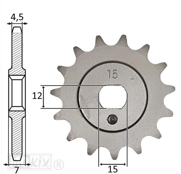 Voortandwiel Kreidler 3V/4V (415) 15tands IGM