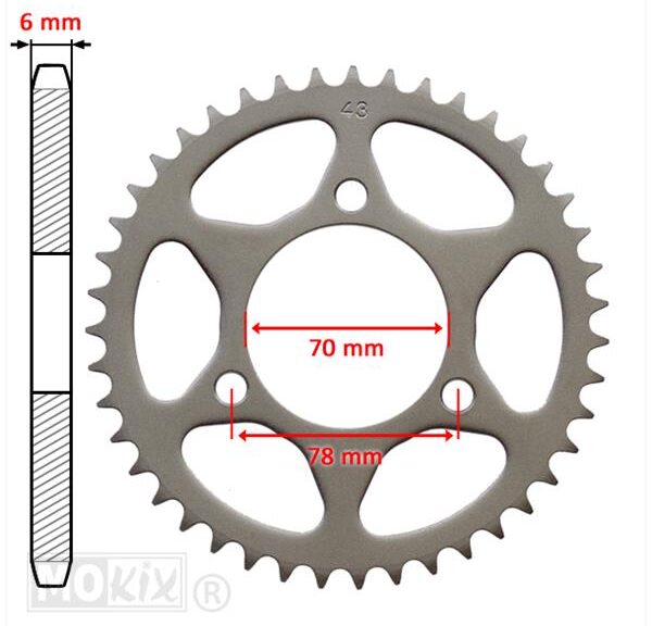 Piñón trasero Honda MT/MB (420) 70 mm 3g 43t IGM