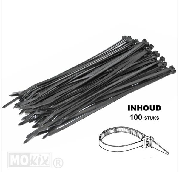 TIE-Rips/Trekbandjes 100mm x2.5 Zwart 100stuks