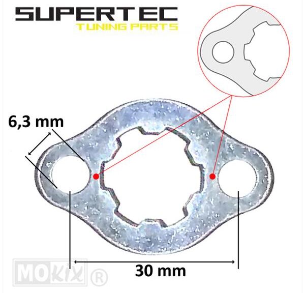 Borgplaat VKW Honda 30mm - Supertec