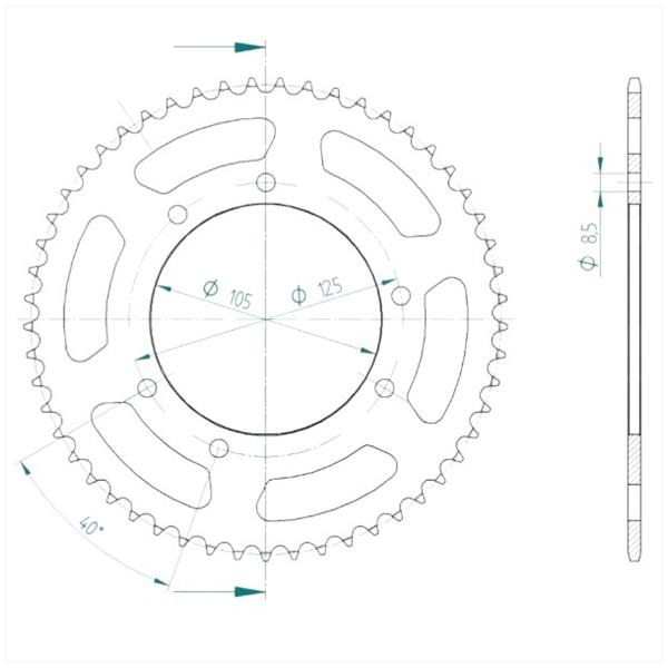 Kettingkit Derbi Senda-R 00-02 14t/53t 134L Esjot - Afbeelding 3