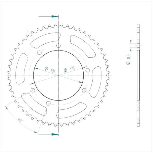 Kettingkit Rieju MRT/MRX 50 SM 04-08 11t/52t 132L - Afbeelding 3