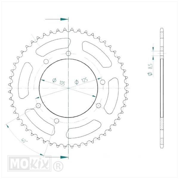 Kettingkit Rieju MRT/MRX 50 SM 04-08 13t/52t 132L - Afbeelding 3