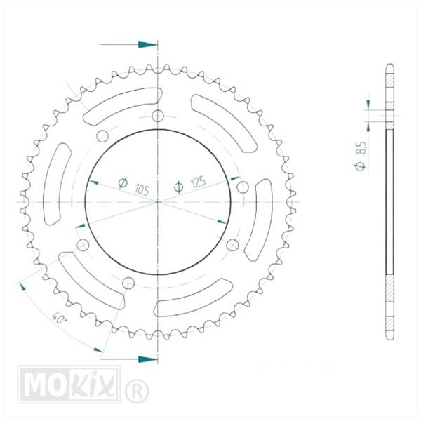 Kettingkit Rieju MRX 50 02-04 12t/48t 124L Esjot - Afbeelding 3