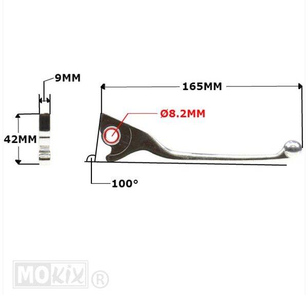 Hevel Rechts Piaggio ZIP/FLY/LX/LXV 4T Aluminium - MKX
