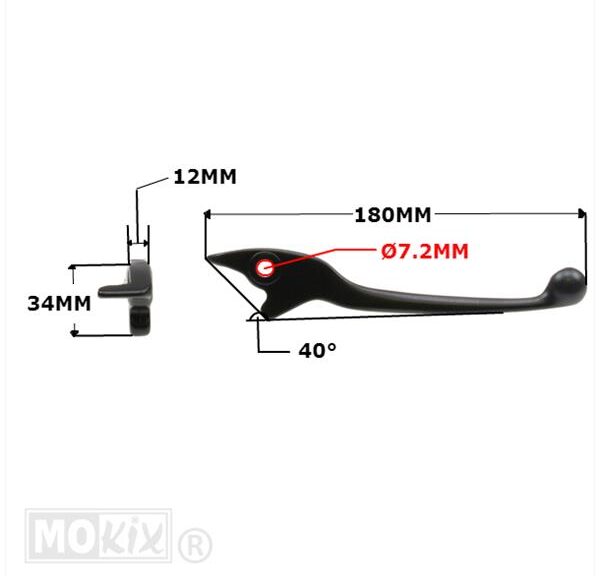 Hevel Rechts Honda MB/MBX/NSR/Bali 50/80 Zwart - MKX
