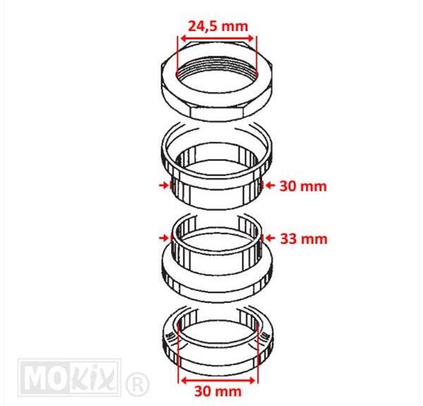 Balhoofdset Honda Vision/Wallaroo/PEU SV/KY DJ50Y - Supertec
