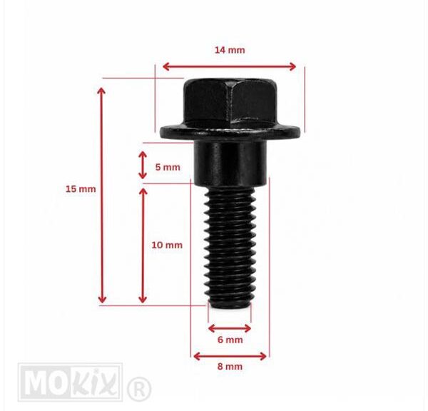 Borstbout M6x15 (8x5) Zwart (1) ORG - Peugeot