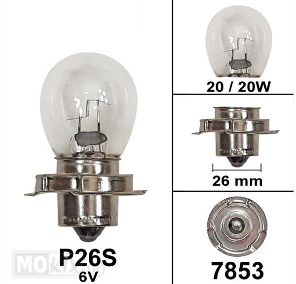 Lamp P26S  6V 20W (1) - Bosma