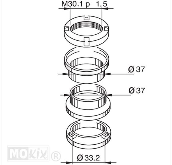 Balhoofdset Peugeot Speedfight/TKR/Viva City ST - Supertec