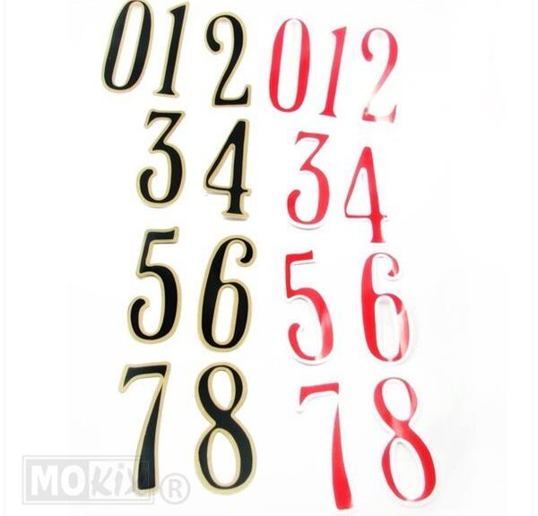 Nummerkit Zwart/Goud-WIT/Rood 200stuks 11cm