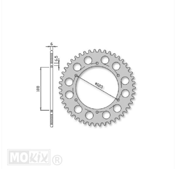 Achtertandwiel MH RX/Derbi GPR04 108mm 6g 48t IGM"