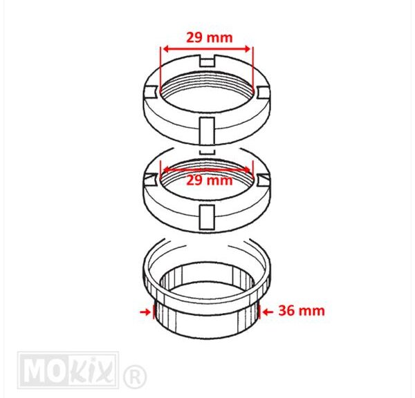 Balhoofdset Piaggio Runner/Typhoon/Stalker  Boven - Supertec