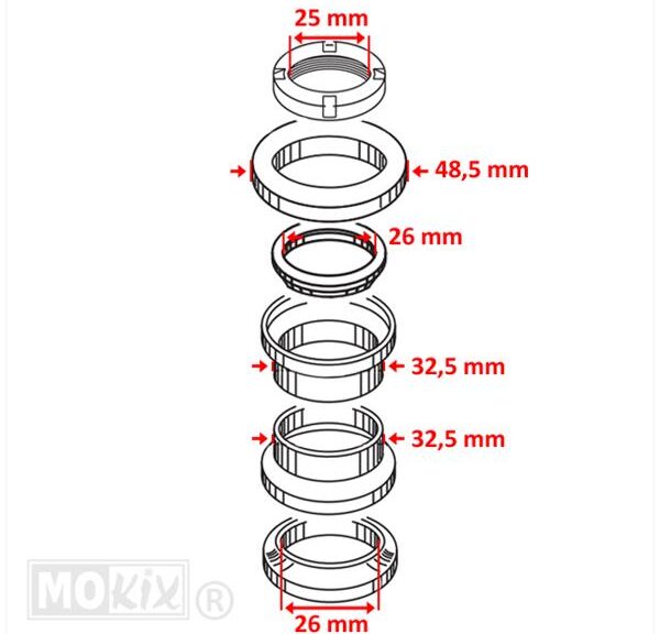 Balhoofdset Tomos A3/A35 - Supertec