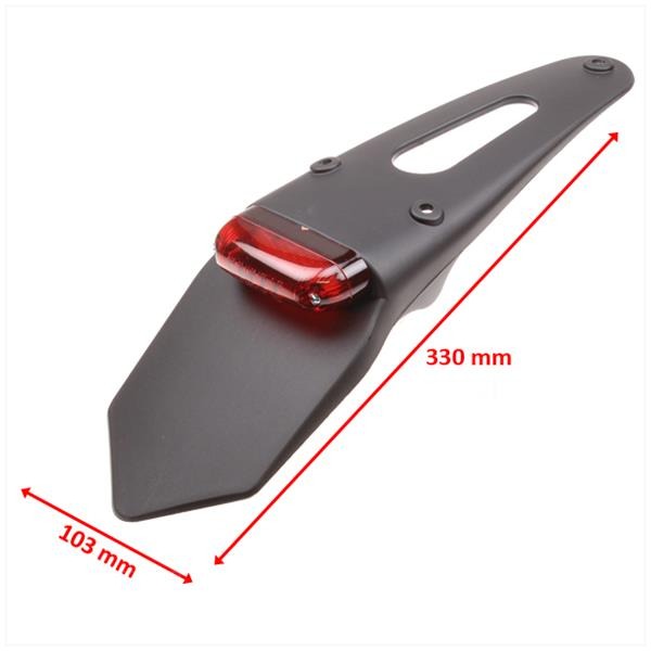 Achterspatbord UNI Enduro Onderb. + LED Lamp Rood - Afbeelding 2