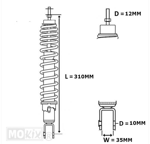 Schokbreker Piaggio MKX Sport 310mm WIT