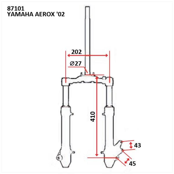 Voorvork Yamaha Aerox '02 ORG Model 27mm - Afbeelding 4