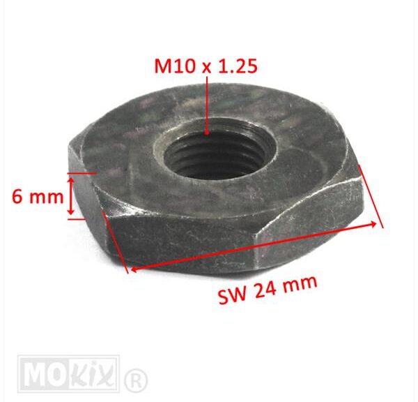 Koppeling Moer Minarelli Scooters M10x1.25 6mm