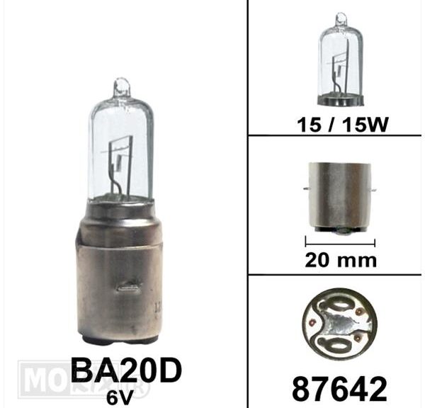 Lamp BA20D   6V 15/15W Halogeen (1)