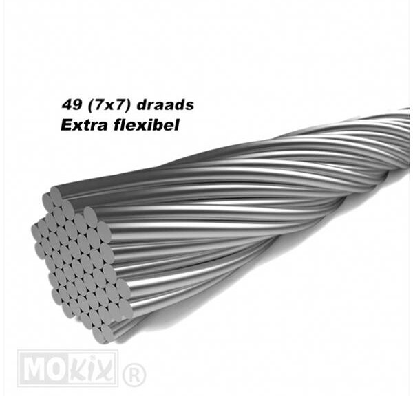 Kabel GAS UNI Binnen 49dr.2.25 Mtr 1.25mm Supertec