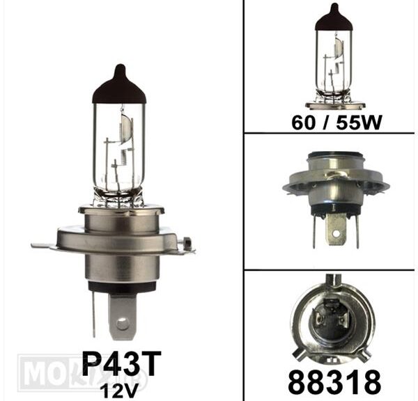 Lamp P43T 12V 60/55W H4 CE (1) - Bosma