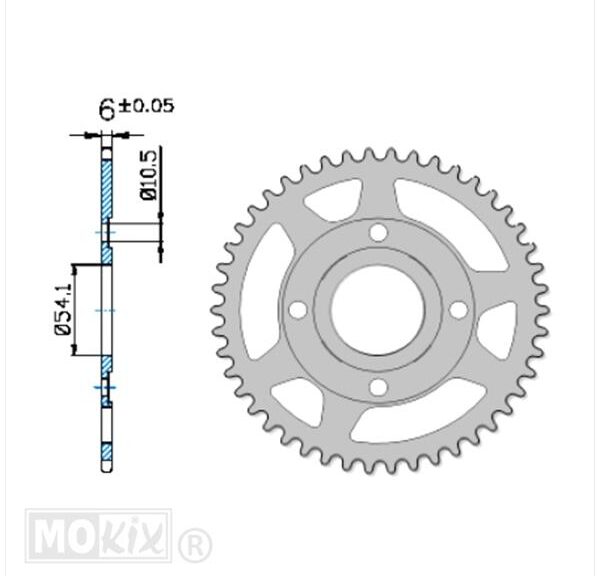 Achtertandwiel Yamaha TZR (420) 54.1mm 4g 54t IGM