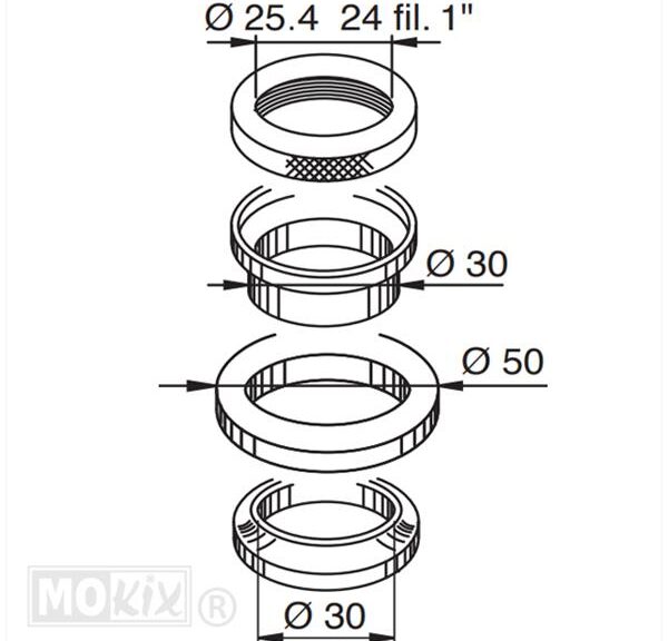 Balhoofdset Kymco Agility 12/16" 50cc 2T/4T" - Supertec