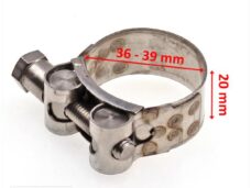 Uitlaatklem Bocht 36-39mm (20mm) M8 RVS - Silex