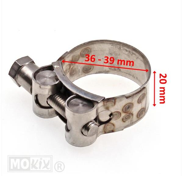 Uitlaatklem Bocht 36-39mm (20mm) M8 RVS - Silex