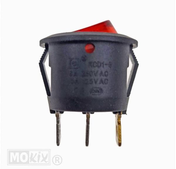 Schakelaar UNI AAN/UIT Rond 20mm Rood Elec